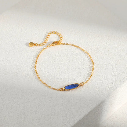 Just Lil Things Artificial Blue Crystal Charm Gold Chain Bracelets jltb0344