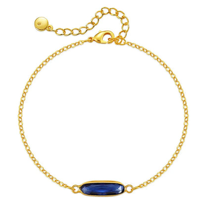 Just Lil Things Artificial Blue Crystal Charm Gold Chain Bracelets jltb0344
