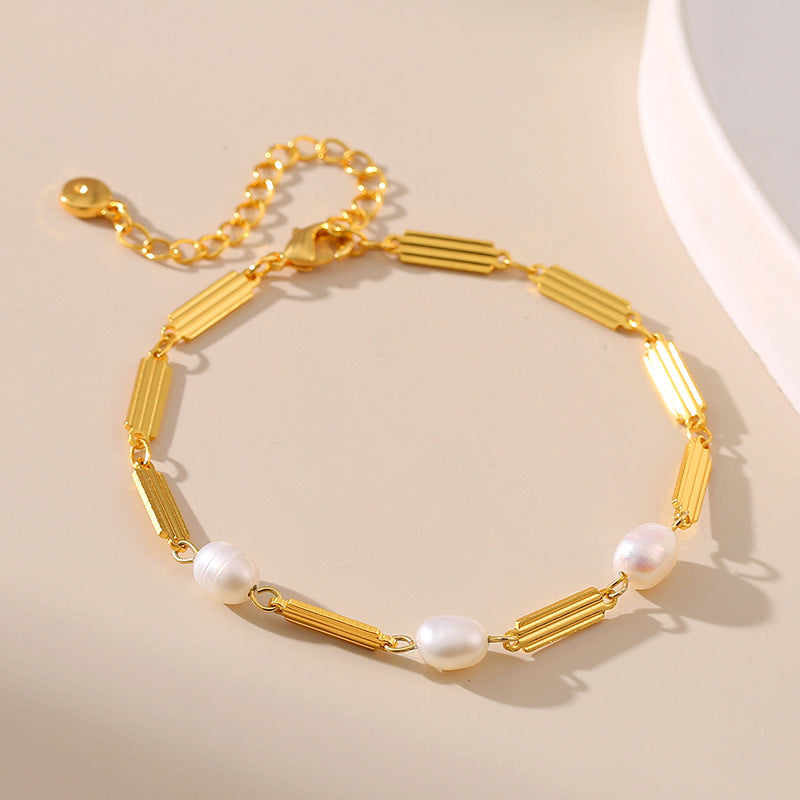 just-lil-things-artificial-Trendy Gold Minimalist Bracelet with Pearl Accents-jltb0363 | Just Lil Things at Broadway