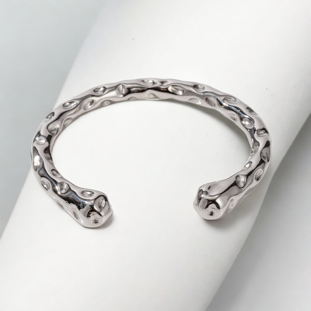 Just Lil Things Artificial Hammered Textured silver Cuff Bracelet ‚Äì Bold & Minimalist Style JLTB0390 | Just Lil Things at Broadway
