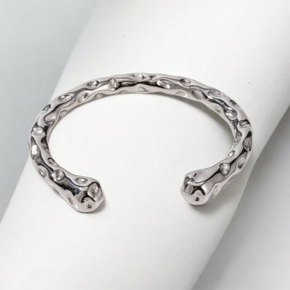 Just Lil Things Artificial Hammered Textured silver Cuff Bracelet ‚Äì Bold & Minimalist Style JLTB0390 | Just Lil Things at Broadway