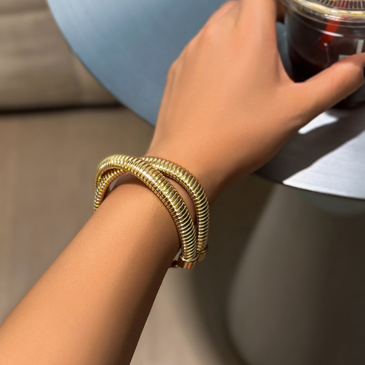 Just lil things artificial Gold Coil Wrap Bracelet ‚Äì Modern Adjustable Statement Piece JLTPB0394 | Just Lil Things at Broadway