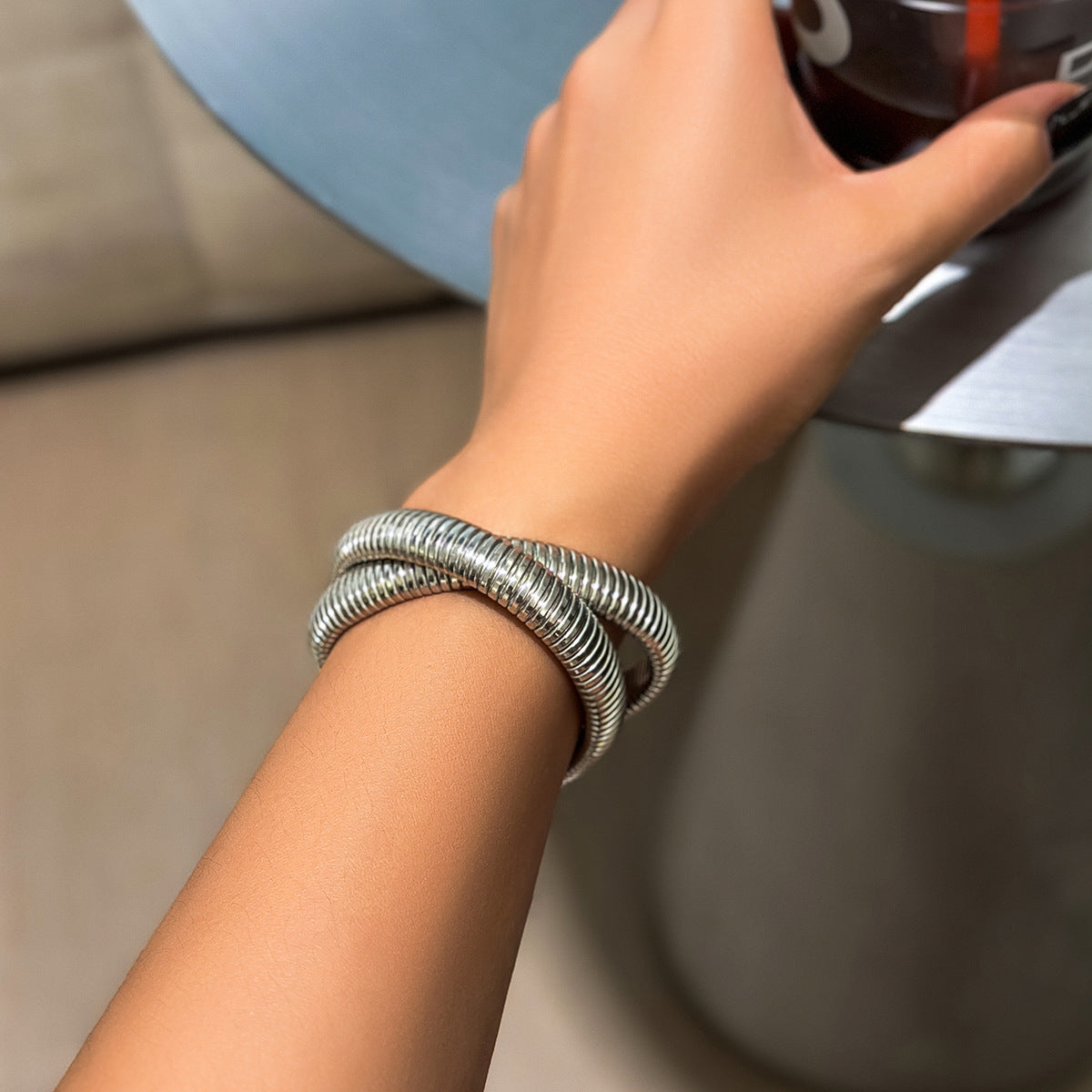 Just lil things artificial Gold Coil Wrap Bracelet ‚Äì Modern Adjustable Statement Piece JLTPB0394 | Just Lil Things at Broadway