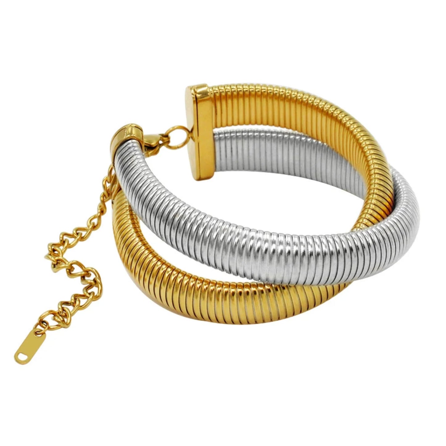 Just lil things artificial Gold Coil Wrap Bracelet â€“ Modern Adjustable Statement Piece JLTPB0394