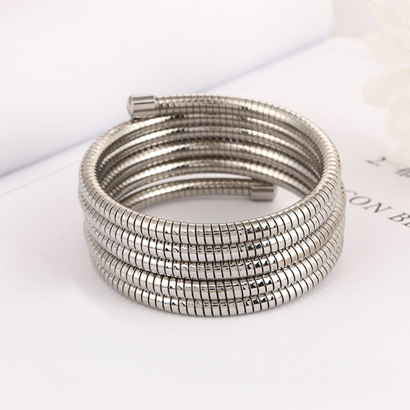 just lil things Artificial Silver Coiled Bracelets | Just Lil Things at Broadway