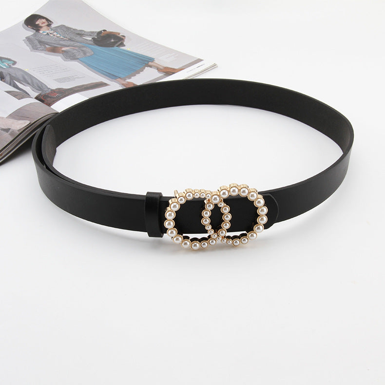 Double-circle-pearl-snap-buckle-belt-jlthb