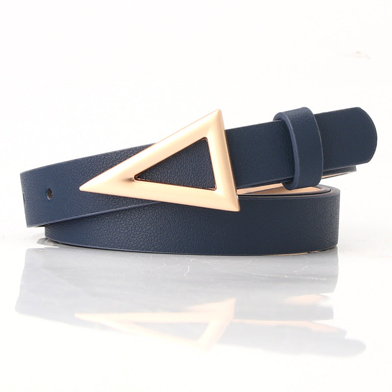 Black Belt with Gold Triangle Buckle Fashion Versatile Dress Belt