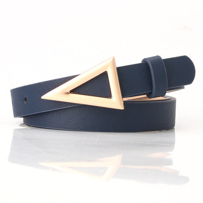 Black Belt with Gold Triangle Buckle Fashion Versatile Dress Belt