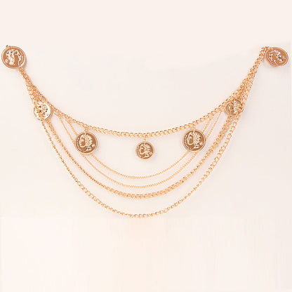 Vintage Gold Coin Layered Chain Belt  jlthb0121