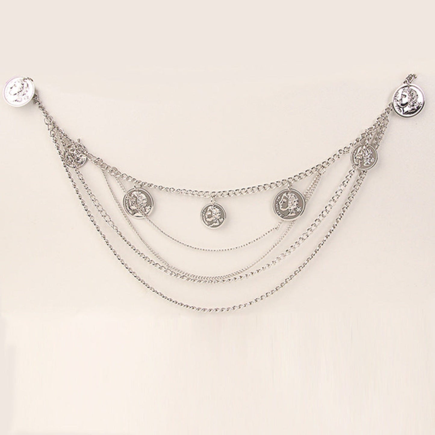 Vintage Gold Coin Layered Chain Belt  jlthb0121