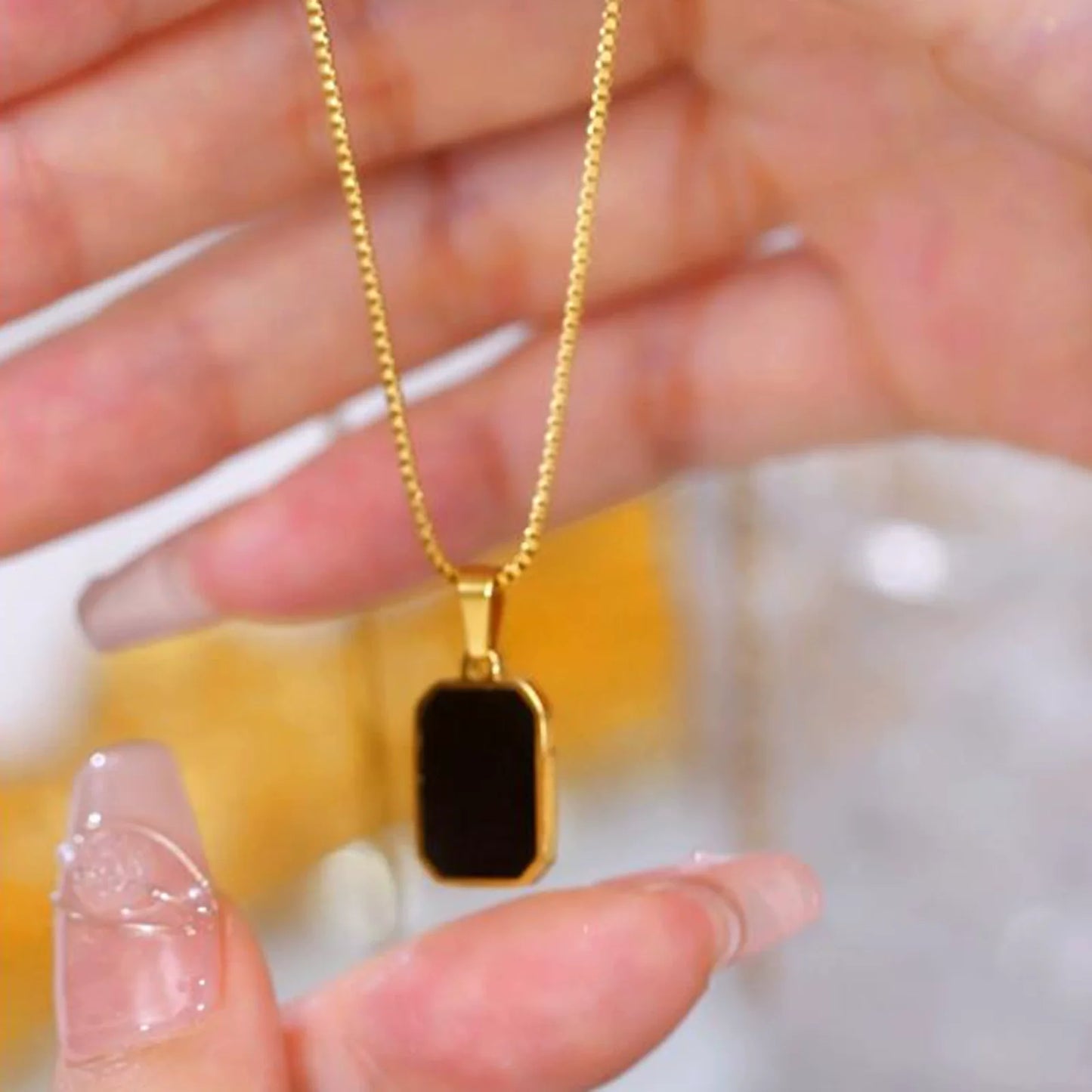 Black Onyx Pendant Necklace  JLTN0691