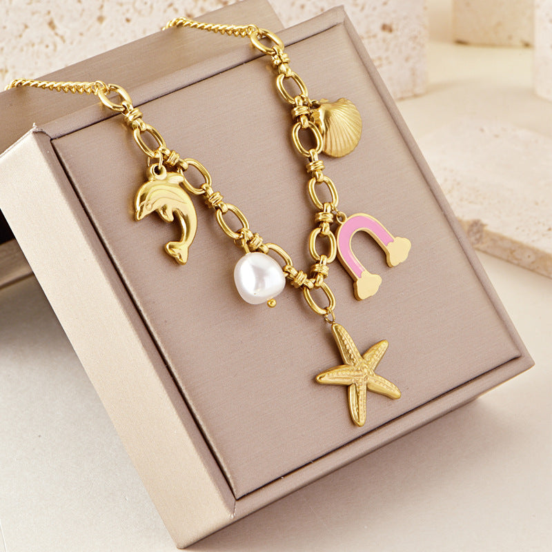 Golden Ocean Charm Necklace JLTN1084 | Just Lil Things at Broadway