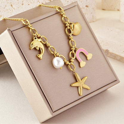 Golden Ocean Charm Necklace JLTN1084 | Just Lil Things at Broadway