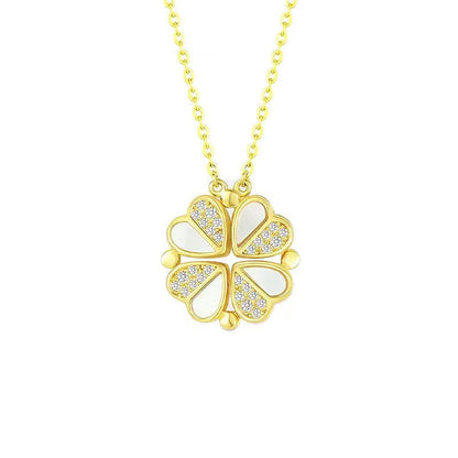 Quad Leaf Clover Crystal Gold Necklace JLTN1254 | Just Lil Things at Broadway
