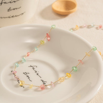 Multi Stone Pale Coloured Trendy Chain Necklace JLTN1262 | Just Lil Things at Broadway