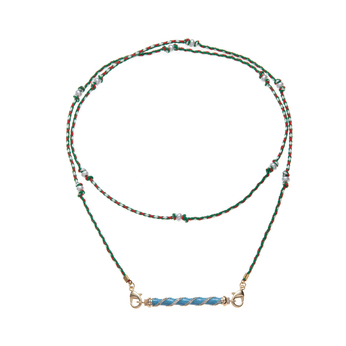 Handmade twisted blue braided cordÂ necklace jltn1456
