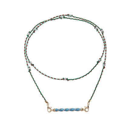 Handmade twisted blue braided cordÂ necklace jltn1456