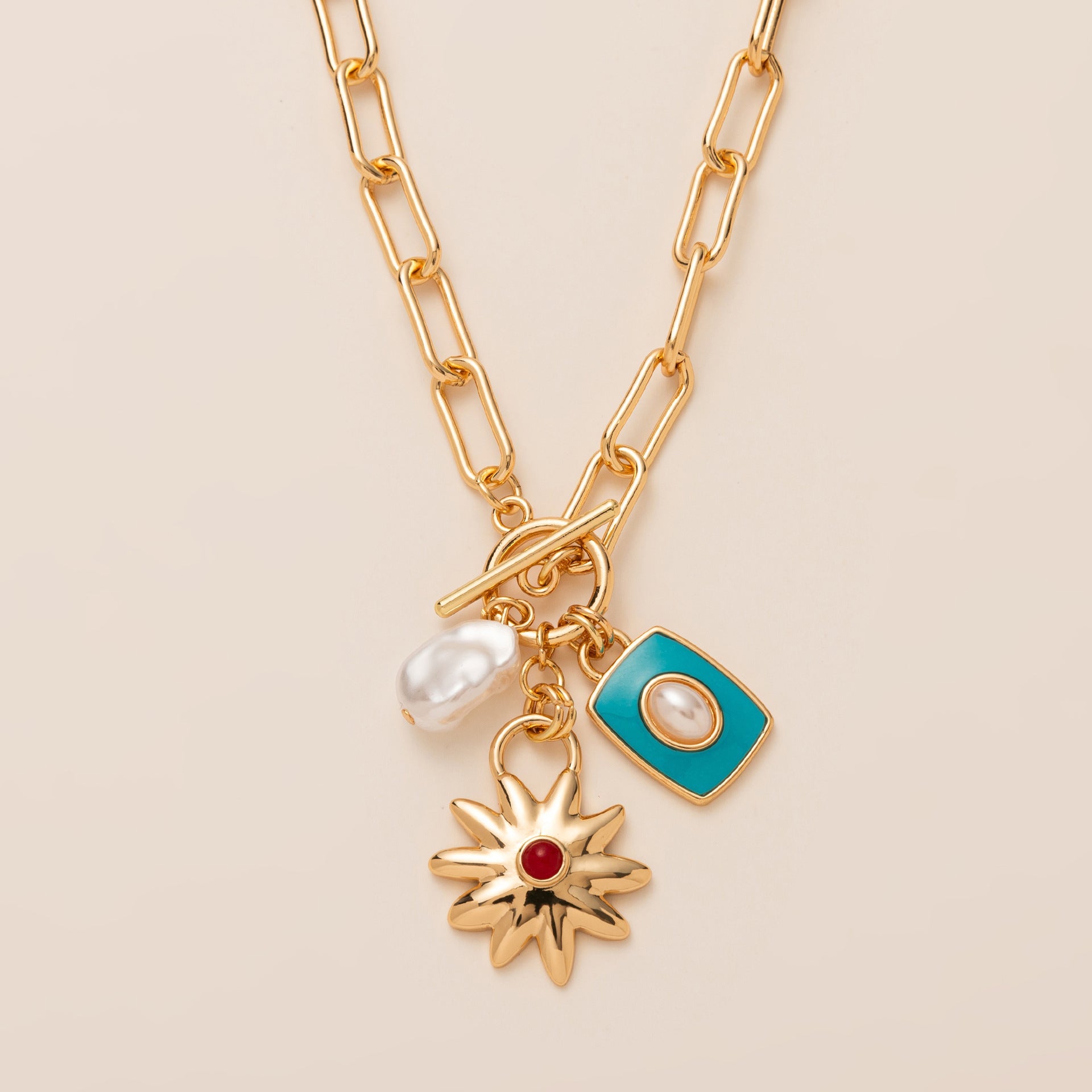 colorful multi-pendant star pearl  simple necklace jltn1459 | Just Lil Things at Broadway