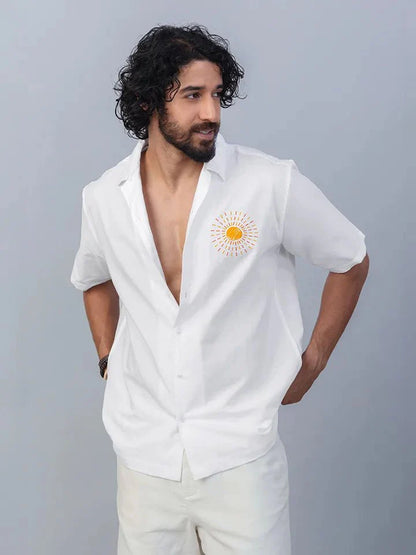 Lumere Embroidered Cotton Linen Shirt