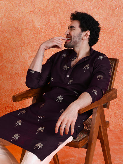 Kisah Men's Deep-Purple Long Kurta