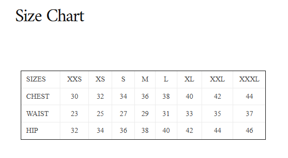 Size Chart for Berry Leather Shirt