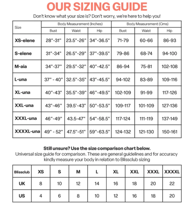 Size Chart for Level Up Training Jacket