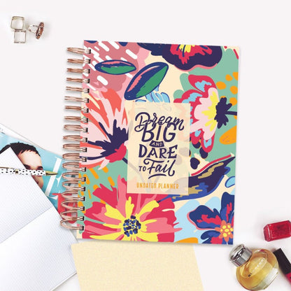 Undated Yearly Planner - Dream Big, Dare to Fail + Ultimate Sticker Book