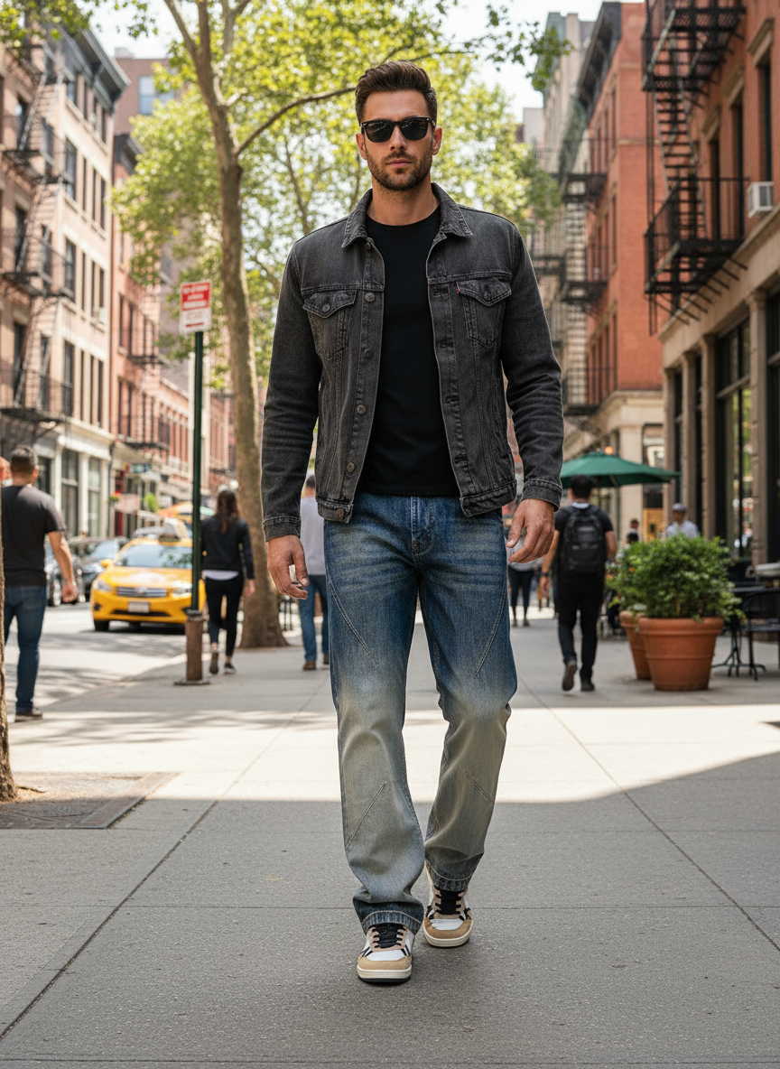 Ombre Fade Wash Men's Straight Fit Jeans