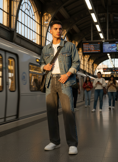 Dual Panel Mix Match Men's Straight Fit Jeans