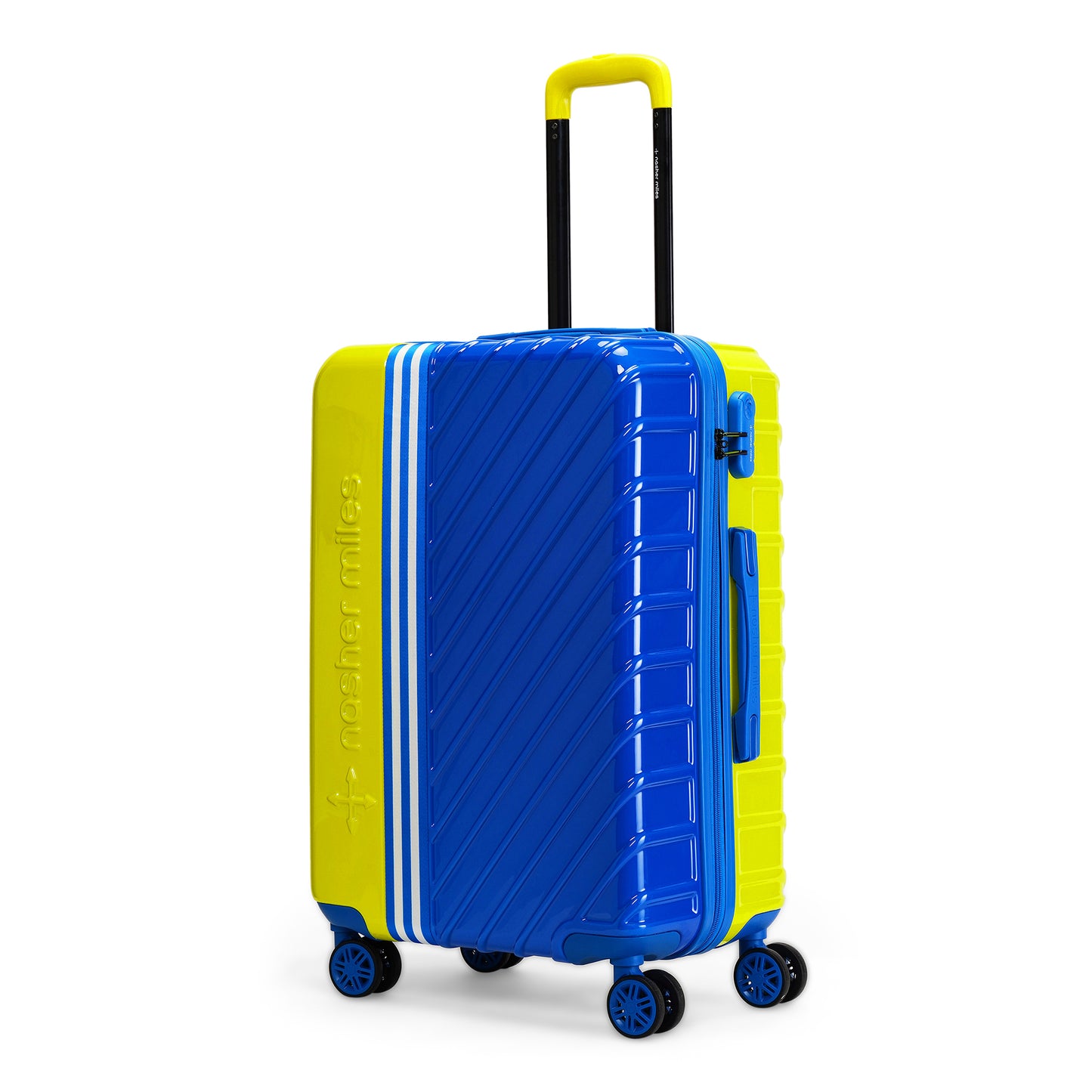 Nasher Miles Vegas Hard-Sided Polycarbonate Check-in Luggage Lime Green&Azure Blue 24 inch |65 Trolley Bag
