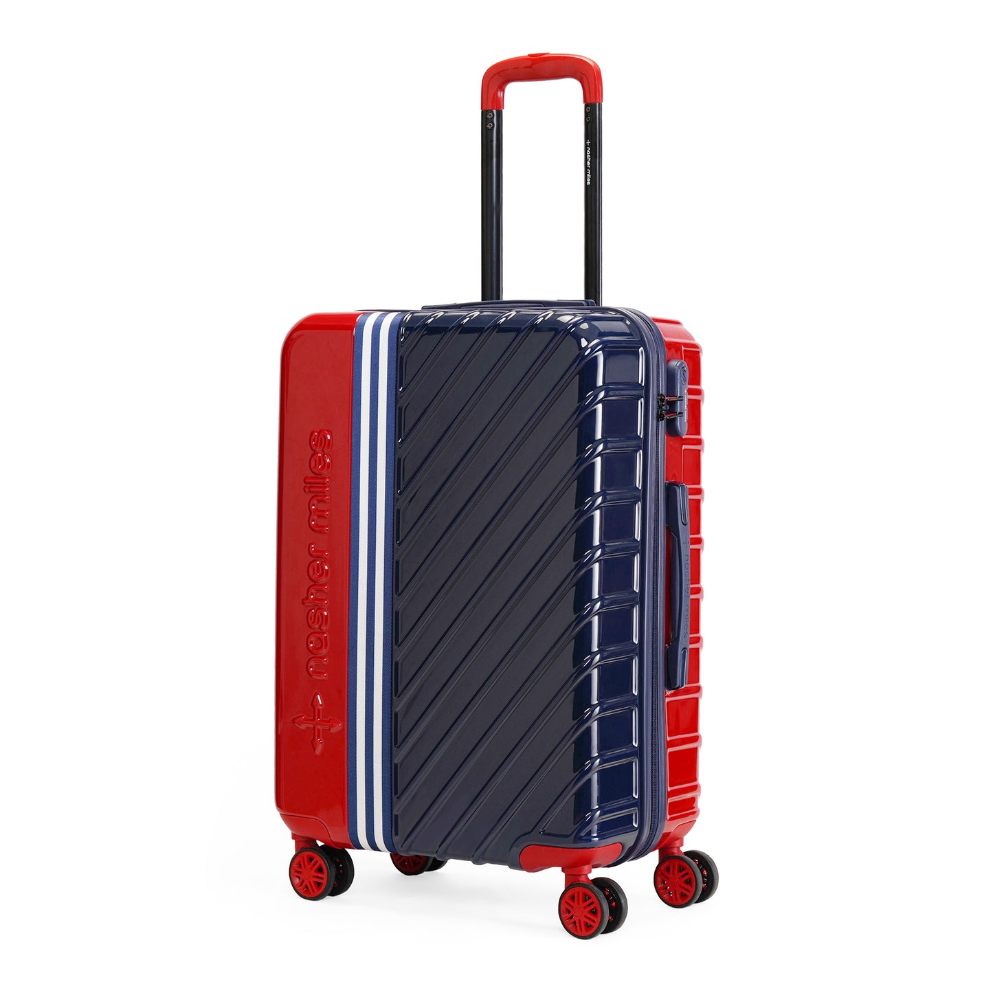 Nasher Miles Vegas Hard-Sided Polycarbonate Check-in Luggage Red&Blue 24 inch |65 Trolley Bag