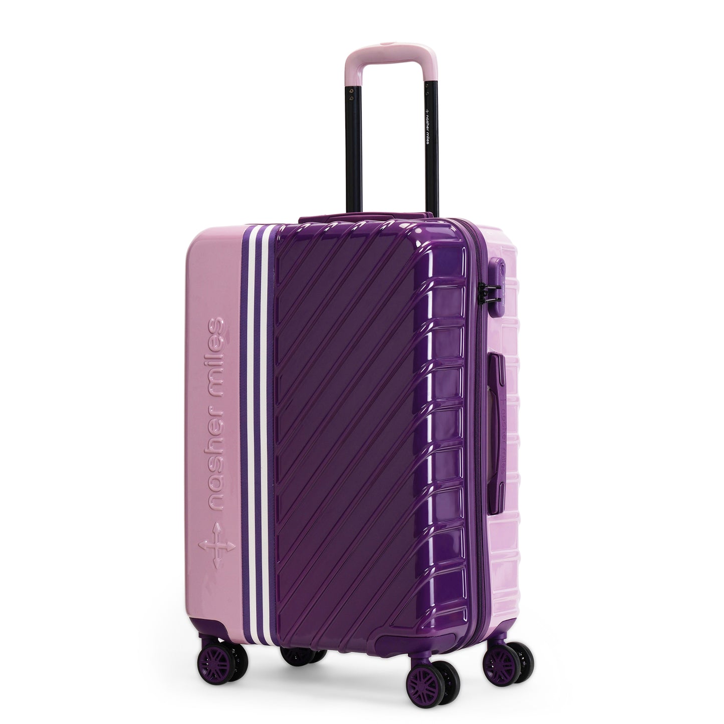 Nasher Miles Vegas Hard-Sided Polycarbonate Check-in Luggage Light Purple&Magenta 24 inch |65 Trolley Bag