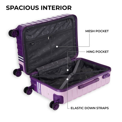 Nasher Miles Vegas Hard-Sided Polycarbonate Check-in Luggage Light Purple&Magenta 24 inch |65 Trolley Bag