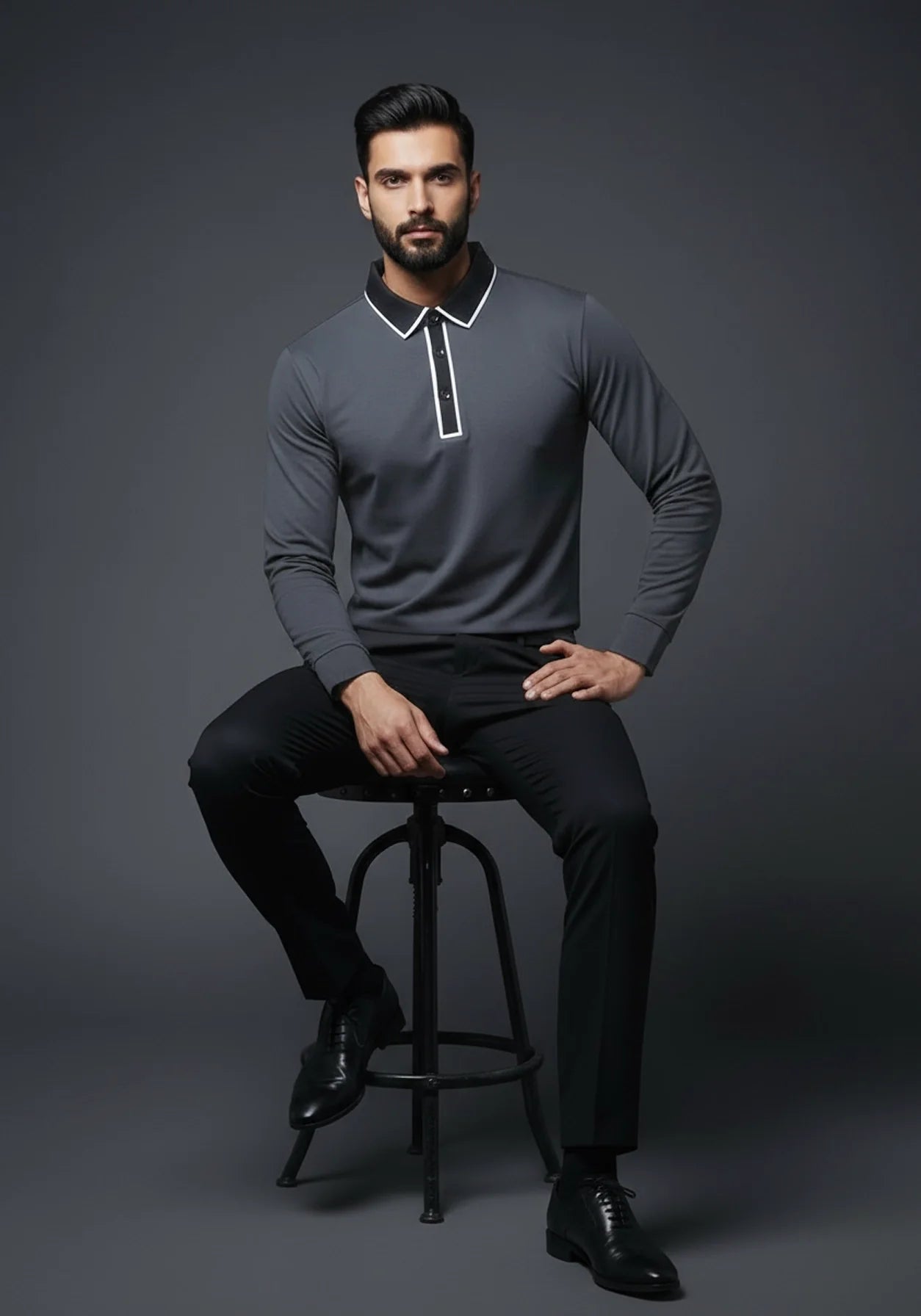 Classic Full Sleeve Polo Grey