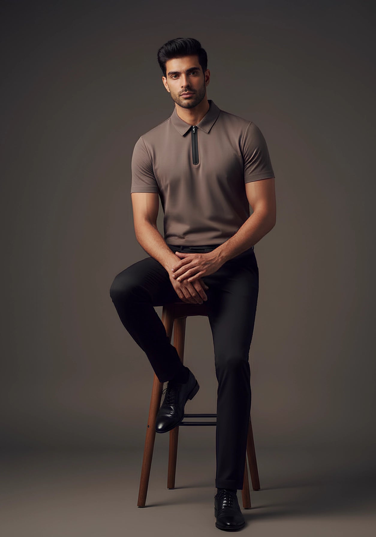 The Monarch Liquid Zipper Polo Slate