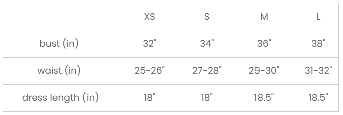Size Chart for Maliya Top