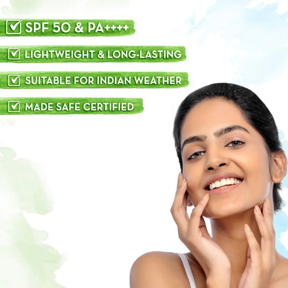 Mamaearth Ultra Light Indian Sunscreen with Carrot Seed Turmeric & SPF 50 PA+++ 80 gm