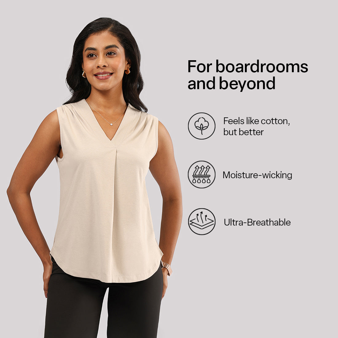 Cotton Pro Sleeveless Work Top | Blissclub at Broadway
