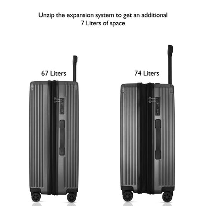 Carriall Meta Luggage Polycarbonate (PC) Hard Sided 24 inch / 65 cm Check-in Size Expandable Trolley Bag  (Grey)