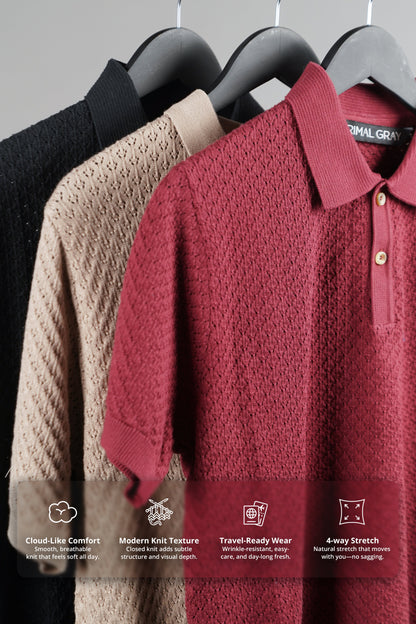 Signature Pointelle Polo Cotton T-shirt | PrimalGray at Broadway