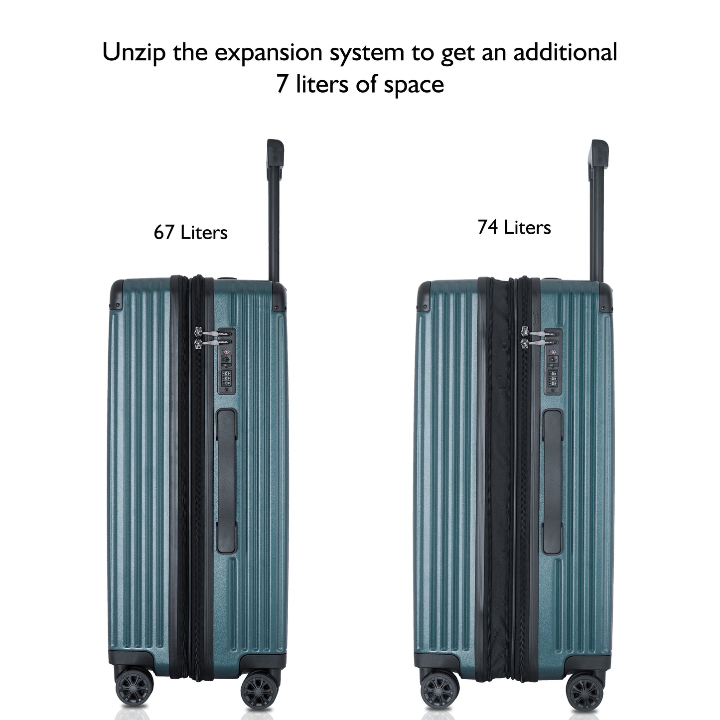 Carriall Meta Luggage Polycarbonate (PC) Hard Sided 24 inch / 65 cm Check-in Size Expandable Trolley Bag  (Green)