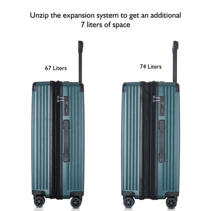 Carriall Meta Luggage Polycarbonate (PC) Hard Sided 24 inch / 65 cm Check-in Size Expandable Trolley Bag  (Green)