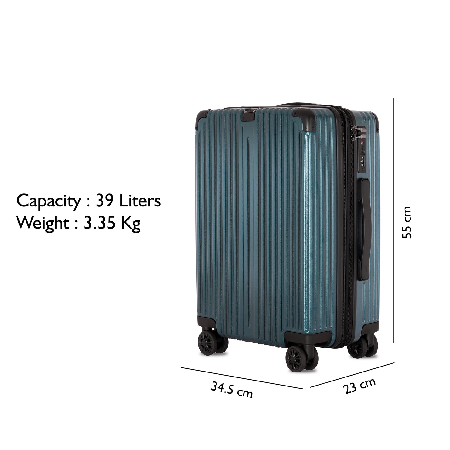 Carriall Meta Luggage Polycarbonate (PC) Hard Sided 20 inch / 55 cm Cabin Size Expandable Trolley Bag (Green)