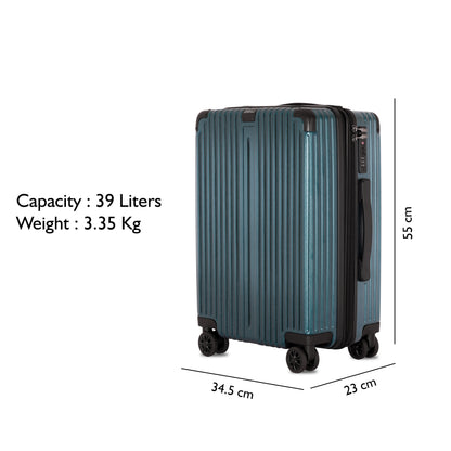 Carriall Meta Luggage Polycarbonate (PC) Hard Sided 20 inch / 55 cm Cabin Size Expandable Trolley Bag (Green)