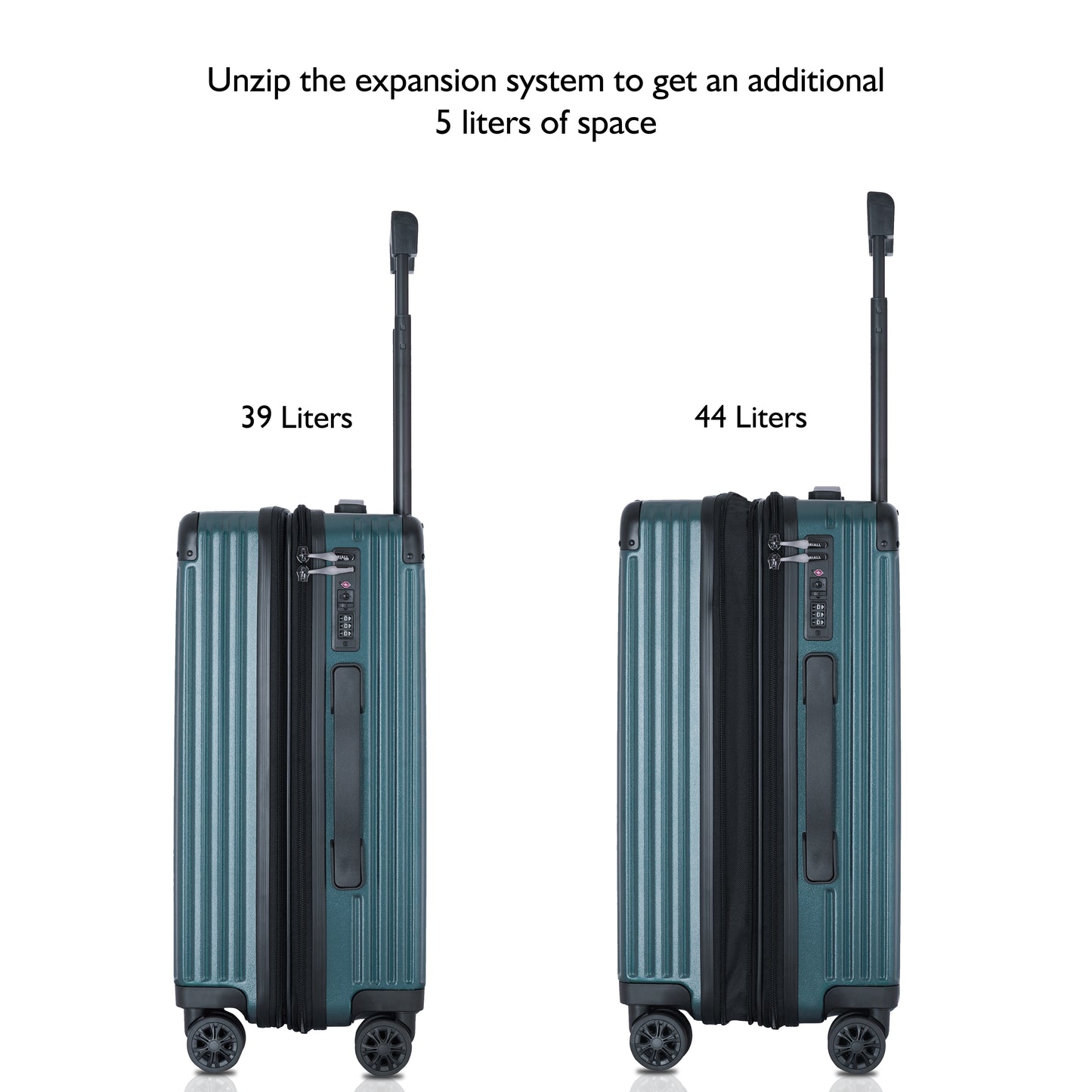 Carriall Meta Luggage Polycarbonate (PC) Hard Sided 20 inch / 55 cm Cabin Size Expandable Trolley Bag (Green)