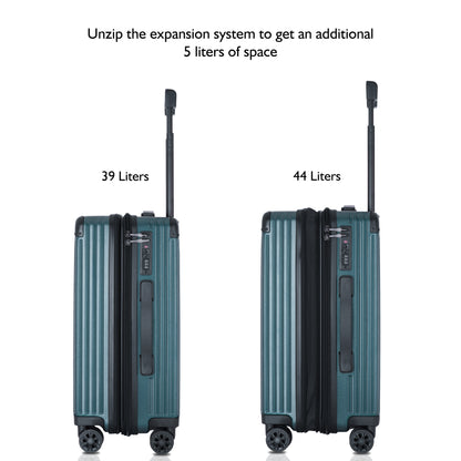 Carriall Meta Luggage Polycarbonate (PC) Hard Sided 20 inch / 55 cm Cabin Size Expandable Trolley Bag (Green)