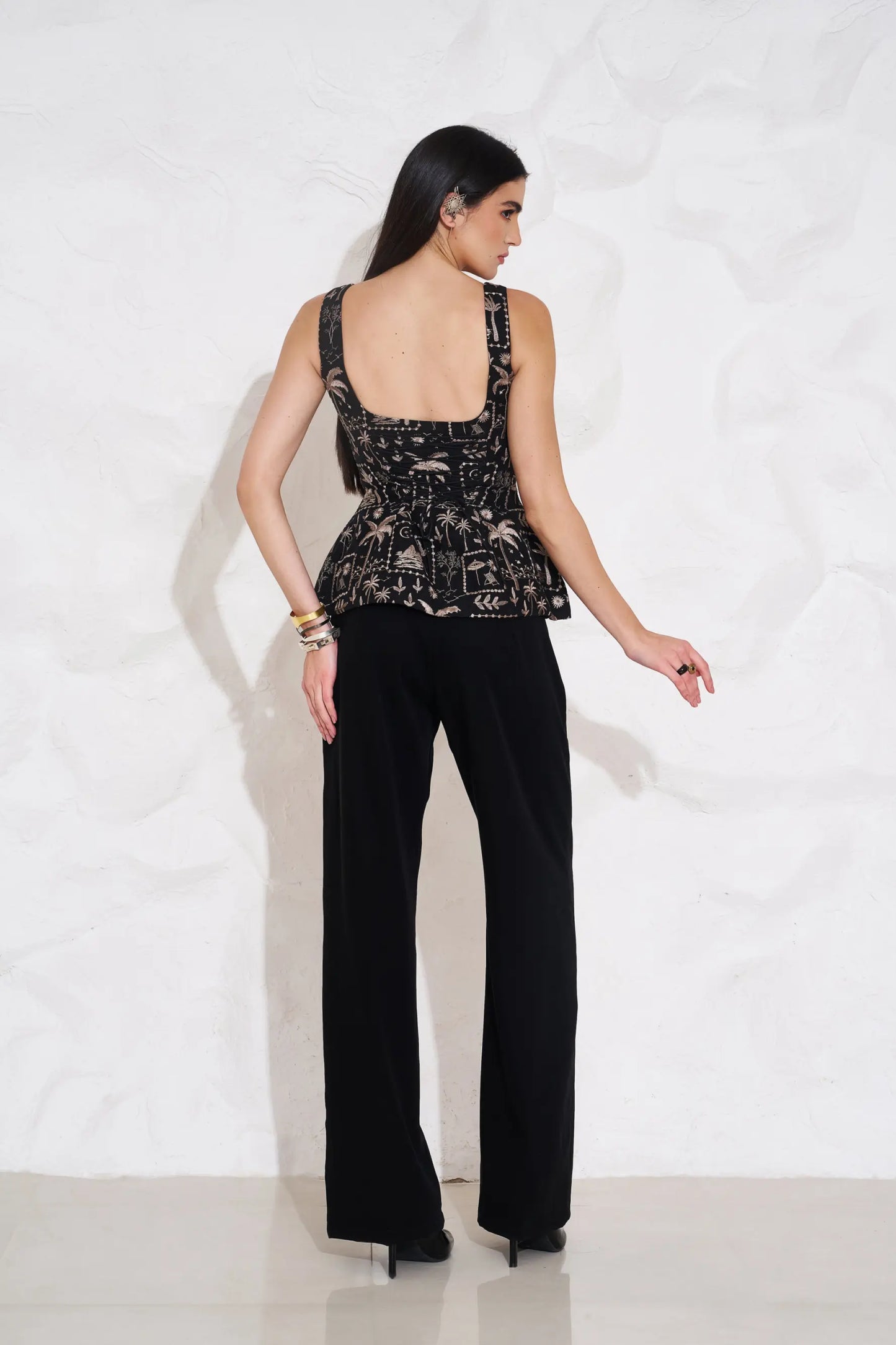 MIA Embroidered Peplum Top