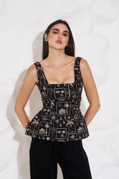 MIA Embroidered Peplum Top