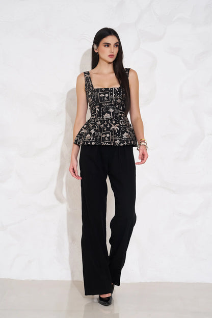 MIA Embroidered Peplum Top