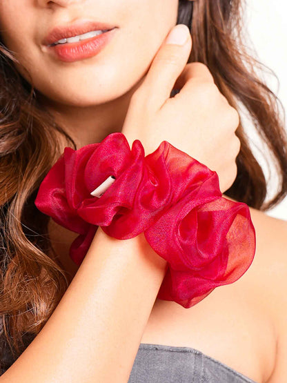 Red Mist Organza Scrunchy | Nish Hair X Threads by Dinckle